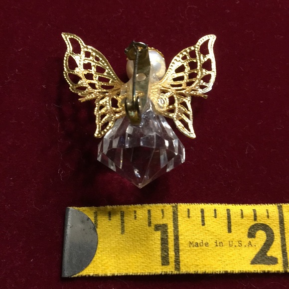 Angel Gold Wings Glass Body Pearl Head Pin - Picture 4 of 4